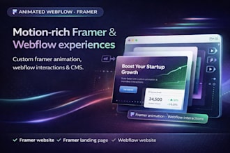 build framer website or webflow website with custom framer animation webflow