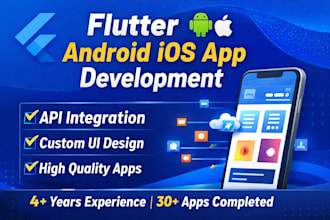 develop flutter android ios app with backend api integration