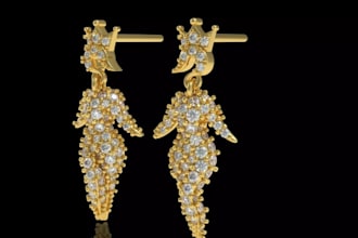turn jewelry sketch to production ready, design stud earrings for body piercing
