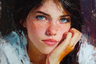 make artistic oil painting on oil canvas