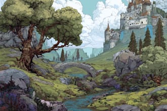 create fantasy landscape illustrations