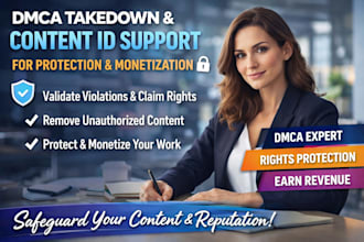 provide dmca takedown and content id protection support