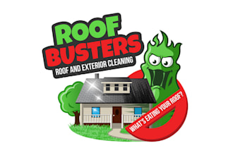 make roof exterior cleaning logo with a ghost busters theme