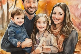 create a watercolor family portrait