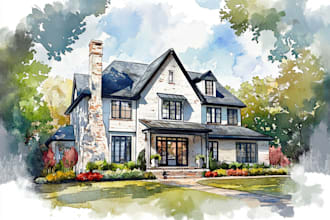paint watercolor house portrait