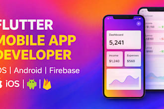 develop flutter mobile app for android ios with firebase API integration