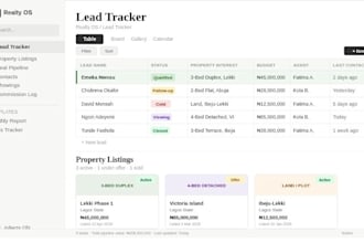 create notion template, notion real estate CRM for lead and property tracking
