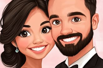 draw caricatures for couples, families, weddings