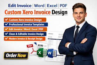 custom xero invoice template editable receipt word excel pdf billing design