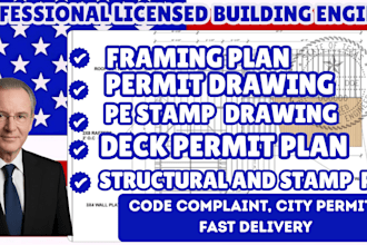 do permit drawings for structural, deck, and framing plans for cl, ny and tx