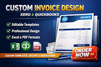 do a custom invoice design xero quickbooks editable professional template