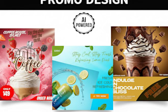 design food and drink promo posters for cafe and restaurant