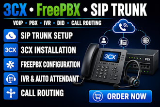 setup 3cx freepbx sip trunk IVR telnyx voip did call routing pbx extensions fix