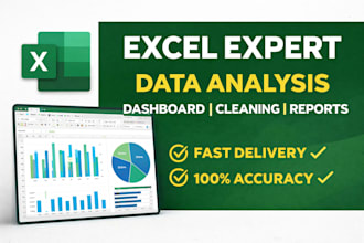 do data analysis, excel dashboard, data cleaning , reporting