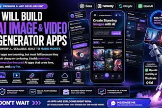 build ai image generator app, video generator app using sora, runway, kling ai