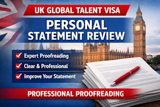 review and proofread your UK global talent visa personal statement