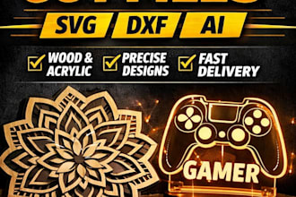 create precise cnc laser cutting dxf svg files for wood, acrylic, and engraving