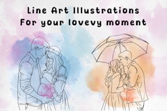 draw elegant minimalist line art portrait or custom illustration