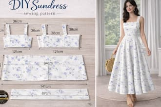 create digital PDF sewing pattern for dress with step by step instructions