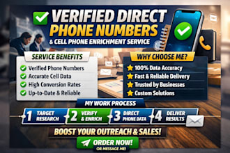 provide verified direct phone number, cell phone enrichment service