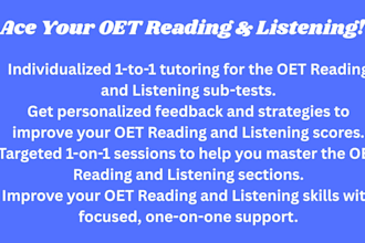 teach you any subset for the oet exam, any profession