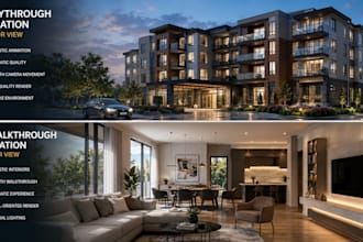 render architectural 3d flythrough or walkthrough animation