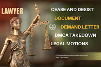 draft a professional cease and desist letter, legal notice, dmca takedown