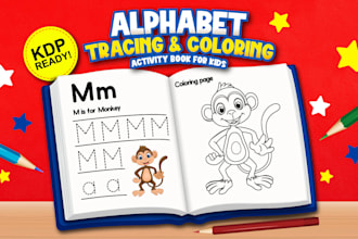 design preschool alphabet tracing and coloring activity book for amazon KDP