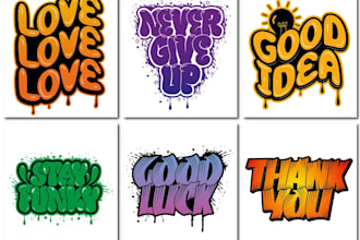 do 80s 90s airbrush graffiti design for logo and merchandise