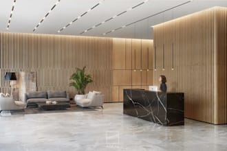 design modern hotel lobby,cgi receiption render,commercial entrance,waiting area