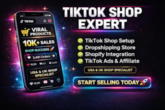 setup and manage tiktok shop USA UK with dropshipping and product listing