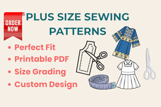 design plus size clothing sewing patterns with size grading