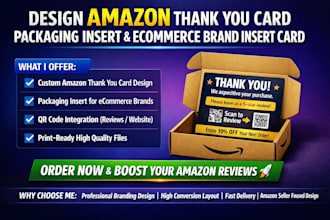 design amazon thank you card packaging insert and ecommerce brand insert card