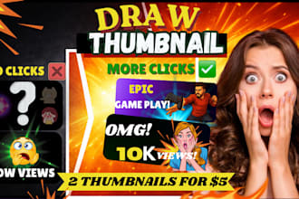 draw thumbnail for youtube and professional thumbnail design