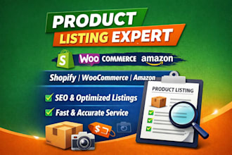 do SEO product listing, product upload for shopify, woo commerce and ecommerce