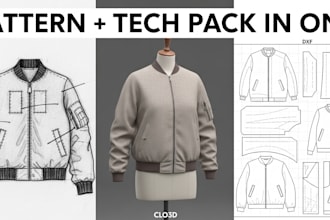 create factory ready tech pack with graded sewing pattern for production
