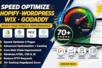 fix slow shopify wordpress wix godaddy speed optimization website page speed up