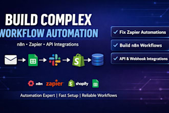 build complex workflows automation, n8n automation fix zapier automation expert