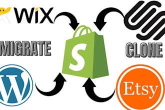 migrate ecommerce wordpress webflow sqaurespace wix etsy to shopify store