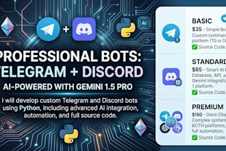 develop a professional discord or telegram bot using python