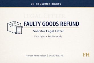 draft a uk consumer rights letter to force a refund for faulty goods