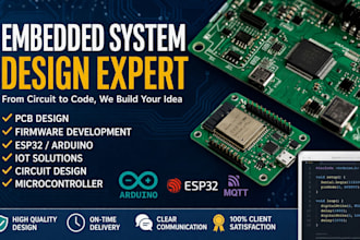 design embedded system pcb, firmware,esp32, arduino,iot,circuit, microcontroller
