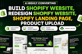 build shopify website redesign shopify landing page develop shopify upload
