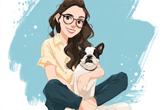 draw cartoon digital pet and human portrait