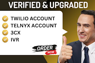 create verified twilio telnyx account 3cx ivr for inbound outbound buik sms