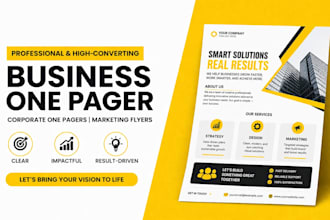 design business one pager, corporate one pagers, or marketing flyers