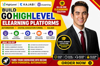 build gohighlevel elearning platforms automation digital education funnel kajabi