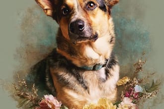 turn your pet photo into a beautiful memorial portrait