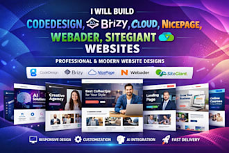 build codedesign ai brizy cloud nicepage webader  sitegiant portfolio website