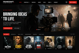 design film studio website videographer website portfolio website